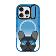 iPhone 16 Pro Impact Ring Stand Case MagSafe Compatible French Bulldog frenchie sunglasses summer clear cell phone case transparent dog lover dog breeds by pet friendly