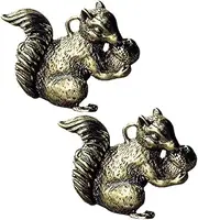[GRADENEVE] Cute Keychain Squirrel Brass Adornment 2pcs Keyring Charm for Diy Decorative Accessories