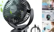 USB Personal Clip on Fan 5000mAh Battery Operated 6in, Type C, 3 Speed, 720°
