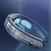 XDDPRO Neck Air Conditioner Fan 6000mAh 5 Turbo 3 Cooling Plates Semiconductor Ultra-Quiet Triple-Core Intelligent Digital Display Cooling and Heating Dual-Use (Blue)