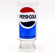 Pepsi Cola Red White Blue 6.5" Footed Glass Tumbler 1970 Vintage
