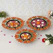 Webelkart Urli Bowl Set of 3 Lotus Diya Metal Urli Pot Potpourri Bowl for Home and Office Decor & Festival Gift,Water Floating Flowers and Tealight Candle Holder for Vastu, Pooja and Home Decoration