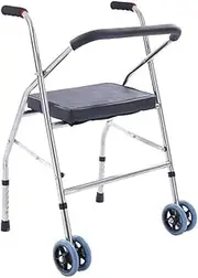 [HHWRT] Lightweight Rollator Walker, Foldable Mobility Aid, Seniors Walkers, Lightweight Walker, Stainless Steel Walkers With Sea, Auxiliary Training Walking Frame for Indoor and Outdoor Use