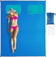 Beach Blanket Waterproof Sandproof Beach Mat for 2-4 Adults Quick Drying Outdoor Picnic Mat Beach Accessories， Carry Bag – Lightweight Portable for Beach Camping, Picnic. (Small Size)