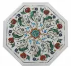 15" Corner Marble Side Table Top Malachite Inlay bird work Home Decor Garden
