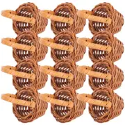 12 Mini Easter Baskets Handles Empty Woven Dollhouse Candy Gift Party