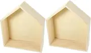 Levemolo 5-Sided Wooden House Shelf Wall-Mounted Decorative Storage Rack for Boys and Girls Room
