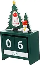 SOLUSTRE 1pc Wood Block Perpetual Calendar for Desktop Display Rustic Month Date Tabletop Decor Reusable Calendar for Home Office Unique Christmas Decoration