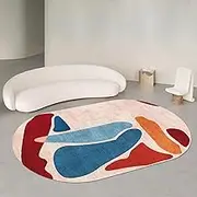 Nordic Design Washable Bedroom Coffee Table Sofa Chair Playroom Small Carpet, Oval Non Slip Rugs Easy to Clean Kitchen Floor Decor Floor Mats(2.6ft×3.9ft/80×120cm)