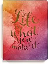 Paper House Productions 8" Foil Embossed Soft Cover Journal with Dot Grid Pages and Satin Ribbon Page Marker - Life is What You Make It