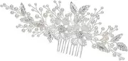 HONMEET Silver Pearl Flower Hair Comb for Bride Elegant Rhinestone Bridal Hair Accessories for Weddings Engagements and Special Occasions present for Bridesmaids and Friends