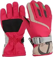 [LETSIQS] Kids Ski Gloves Adjustable Windproof Snow Gloves Toddler Waterproof Gloves Warm Non Slip Kids Gloves Winter for Snowboarding, Sledding, Cycling