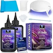 VIDA ROSA 200g UV Resin Kit with Upgraded UV Lamp 24W,Ultraviolet Epoxy Resin Hard,UV Resin kit light Starter Jewelry Making Kit for Craft Beginner, DIY Crafting