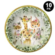 Wild One Jungle Animals Theme 9 inch 23cm Plates 10PK - Kids Birthday Party Tableware