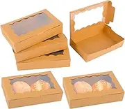 30 Pack Kraft With Transparent Windows Cookie Box for Packaging Desserts, Pastries, Candies - Food Packaging, Small Gift Container (7" x 4.34" x 1.5")
