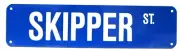 Skipper Street Sign Wall Novelty Aluminum Metal Man Cave Blue Boat New Captain