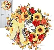 Autumn Wreath | Thanksgiving Sunflower Wreath | Handmade Autumn Sunflower Wreath, Fall Front Door Decoration Harvest Wreath