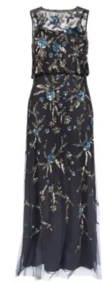 AIDAN MATTOX Stunning Elegant Beaded Gown Dress Size 12 Color Black
