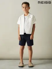 Reiss Off White Japane 3-9 yrs Twill Cuban Collar Shirt (B93509) | $55