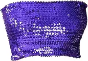 [Generic] Sequin Tube Top for Women Belly Dance Bra Top Club Glitter Dance Clubwear Holiday Top Jazz Sparkly Bandeau Top Crop Top, Purple