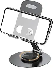 Desktop Phone Stand - Anti-Slip Cellphone Holder - Adjustable Height and Angle Foldable Cell Phone Stand Holder for Desk