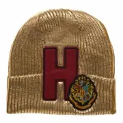 Harry Potter Hogwarts Crest Metallic Acrylic Coated Beanie Cap Winter Hat