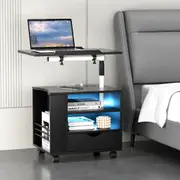 1 Drawer Artiss Bedside Table USB Charging LED Adjustable Laptop Tray - TALA