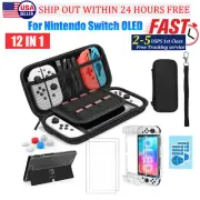 For Nintendo Switch OLED Carrying Case Bag+Tempered Glass Protector+Shell Cover