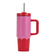 Annabel Trends Super Sip Wave 380ml S/S Cup Double Walled w/ Straw Pink Red