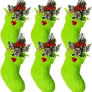 1Pc Green Christmas Stocking Decorations,Green Elf Christmas Socks Hanging Decorations For Fireplace Christmas Tree Decorations