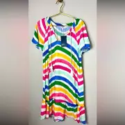 NWT Crown & Ivy Rainbow Peasant Dress Size Medium
