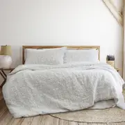 Ardor Norfolk White 3 Pcs Embossed Comforter Set Queen/King