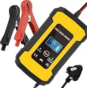 Car Battery Charger 12V Fully Automatic Battery Charger Mai ainer Display Pulse Rep Charger for Car Lawn Mower Cycle Boat Marine Lead Acid Batteries
