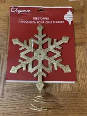 Elegance Christmas Tree Topper Gold Glitter Snowflake