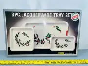 Vintage Lacquerware Kmart Nesting Tray Set Japan Christmas Holly New In Box