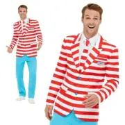 Wheres Wally Suit Adults Licensed Book Day Fancy Dress Outfit Mens Suit