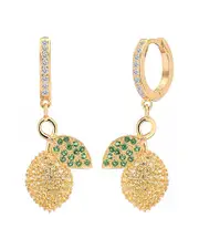 Gabi Rielle 14K Over Silver CZ Capri Lemons Huggie Earrings