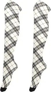 [FRODOTGV] White Black Ginghams Thigh High Socks for Tall Women Comfortable Extra Long Knee Boot Stockings for Ladies Athletic Knee High Socks, White Black Ginghams