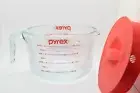 Pyrex 8 Cup Clear Glass Measuring Cup With Red Lid 64 oz Handle Discontinued