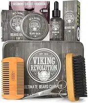 Viking Revolution - Ultimate Beard Kit - Beard Grooming Kit with Beard Brush, Beard Comb, Beard Balm, Beard Oil, Beard & Moustache Scissors - Gifts For Men