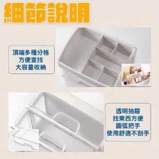 【KOBA】日式多用途桌面透明抽屜收納盒-四層(桌面整理/三層抽屜/化妝品收納/抽屜收納盒/儲物櫃)