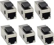 AAOTOKK Cat7 Keystone Wall Plate Coupler RJ45 Keystone Jack Inline Coupler 10Gbps Cat7 Female to Female Keystone Jack Shielded Rj45 Jack for Cat7, Cat6, Cat6A, Cat5e, Cat5 Cabling(6Pack/CAT7)