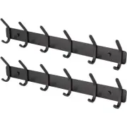 Coat Rack Wall Mount Hooks - 15 Inch Matte Black Metal 6-Hook Organizer Wall ...