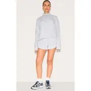 Petite Ash Grey Loopback Mini Sweat Shorts, Ash Grey