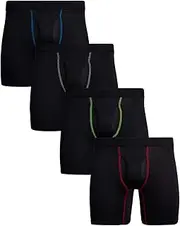[Reebok] Men's Boxer Briefs - 4 Pack Soft Performance Boxers for Men with Fly Pouch - Quick Dry Active Mens Underwear Pack S-XL