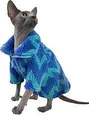 Turtleneck Sphynx Cat Winter Clothes, Double-Sided Fleece Jacket with Zipper, Sweater for Sphynx Cat Winter Warm Outfit Coat for Hairless Cats and Small Dogs Apparel with Sleeves (Lightning, Medium)