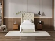 My Style Winged Headboard & Slimline Base - Single / Batiste Nougat / Standard Base