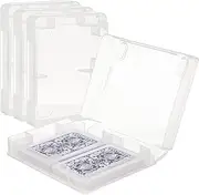 4pcs Plastic Playing Card Case Clear Card Deck Box Acrylic Playing Game Card Storage, 2 Decks Snaps Closed Card Holder Blank Business Card Organizer for 3.4x2.2inches Size Card