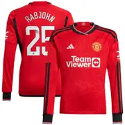 Manchester United WSL adidas Home Shirt 2023-24 - Kids - Long Sleeve - With Rabjohn 25 Printing
