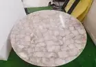 Round Rose Quartz Coffee Table Quartz Crystal Furniture Natural Stone Home Decor